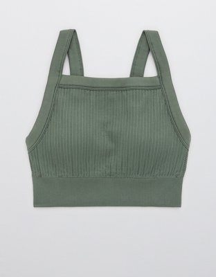 Aerie Ribbed Seamless High Neck Longline Bralette