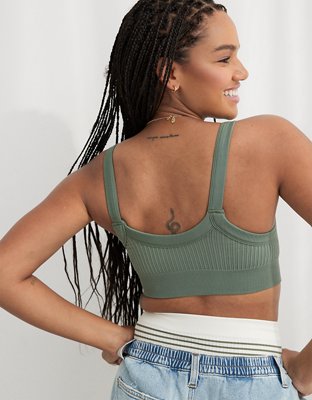 Aerie Ribbed Seamless High Neck Longline Bralette