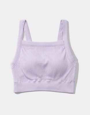 Aerie Bralette de línea larga de algodón con cuello alto