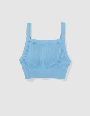 Aerie Bralette de línea larga de algodón con cuello alto