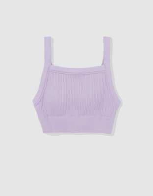Aerie Bralette Seamless de línea larga en punto elástico con cuello alto