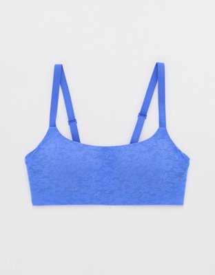 Net Push-Up Royal Blue Bralette Bra, Size: Medium, Embroidered at