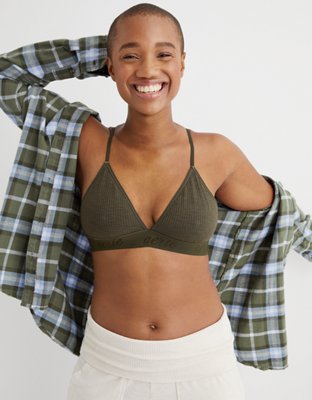 Aerie Ribbed Logo Triangle Bralette