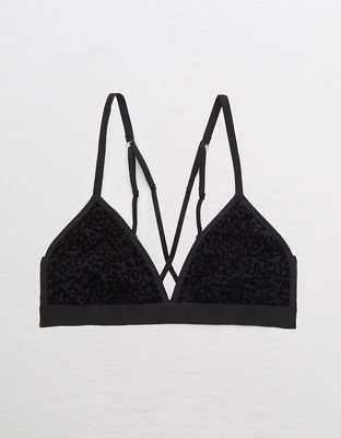 Aerie Velvet Animal Lace Triangle Bralette