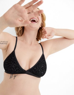 Aerie Velvet Animal Lace Triangle Bralette