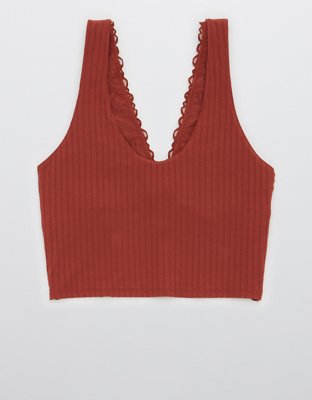 Aerie Ribbed Firework Lace Longline Bralette