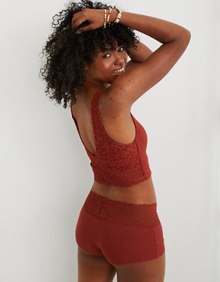 Aerie Ribbed Firework Lace Longline Bralette