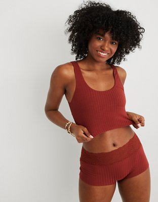 Aerie Ribbed Firework Lace Longline Bralette