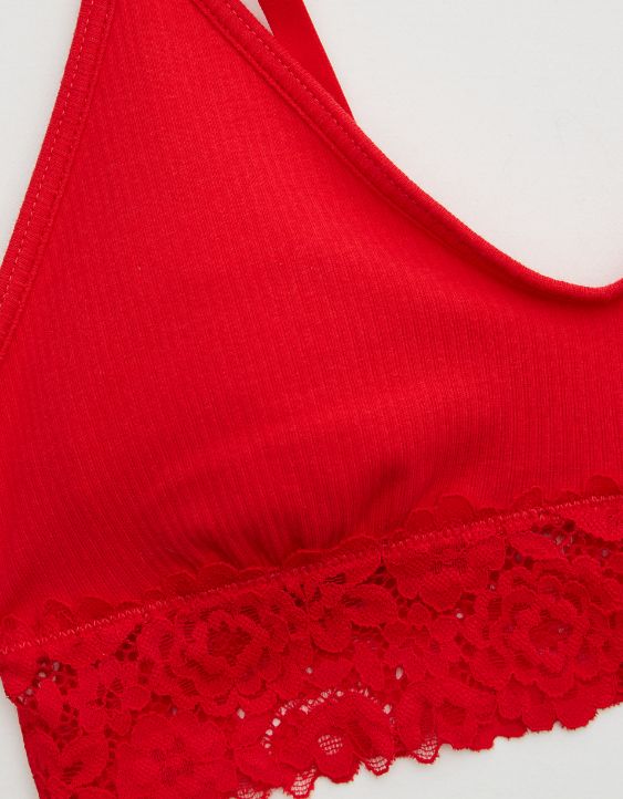 Aerie Ribbed Lace Scoop Bralette