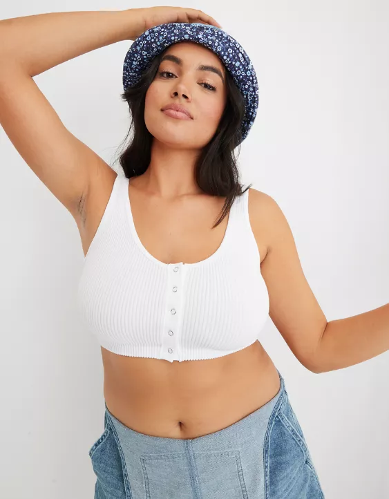 Aerie Seamless Snap Front Longline Bralette