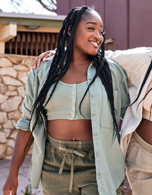 Aerie Seamless Snap Front Longline Bralette