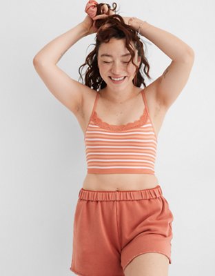 Aerie Seamless Lace Trim Longline Bralette