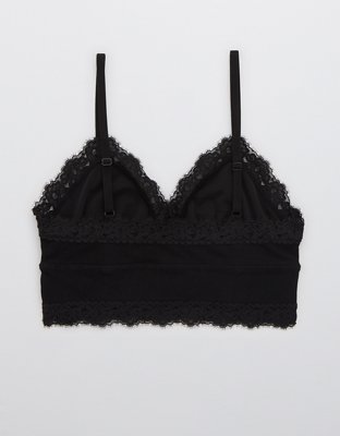 Aerie Ribbed Eyelash Lace Trim Longline Bralette
