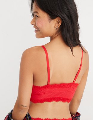 Aerie Ribbed Eyelash Lace Trim Longline Bralette