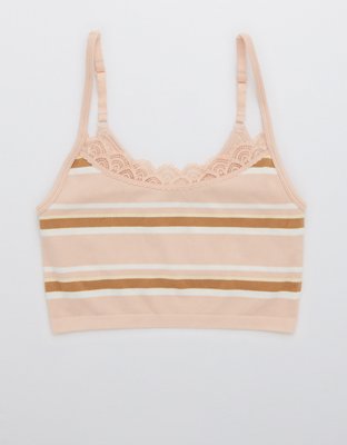 Aerie Bralette sin mangas con cuello caído y encaje sin costuras