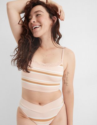 Aerie Seamless Lace Trim Longline Bralette
