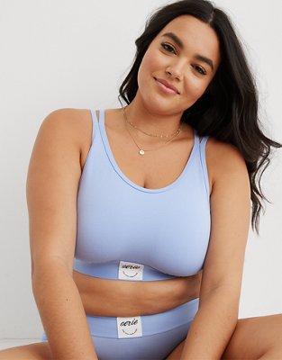 Buy Aerie Ribbed Seamless High Neck Longline Bralette online