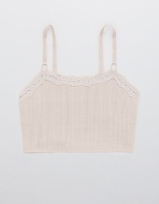 Aerie Pointelle Lace Trim Longline Bralette