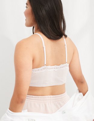 Aerie Pointelle Lace Trim Longline Bralette