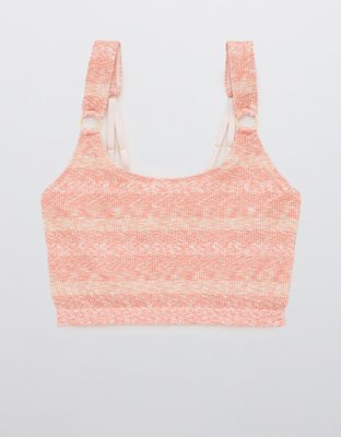 Aerie Bralette de línea larga de algodón con cuello alto