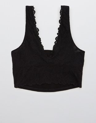 Aerie Holiday Best Lace Waffle Longline Bralette