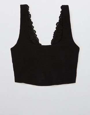 Aerie Holiday Best Lace Waffle Longline Bralette