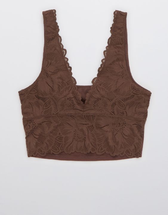 Aerie Holiday Best Lace Waffle Longline Bralette