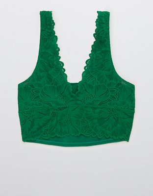 Aerie Holiday Best Lace Waffle Longline Bralette