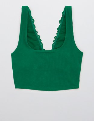 Aerie Holiday Best Lace Waffle Longline Bralette