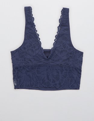 Aerie Holiday Best Lace Waffle Longline Bralette
