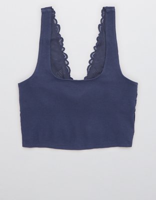 Aerie Holiday Best Lace Waffle Longline Bralette