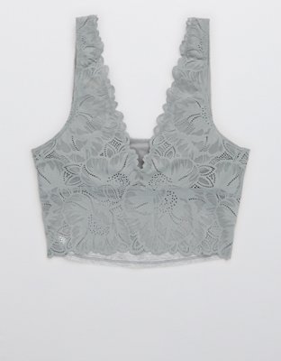 Aerie Holiday Best Lace Waffle Longline Bralette