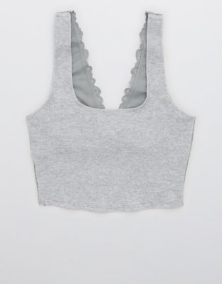 Aerie Holiday Best Lace Waffle Longline Bralette