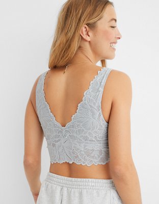 Aerie Holiday Best Lace Waffle Longline Bralette