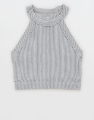 Seamless Ribbed Bra - Oyster Grey