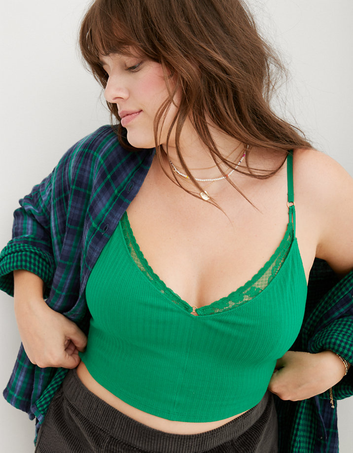 Green Ribbed and Lace Bralette Green Ribbed and Lace Bralette