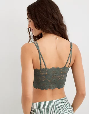 Aerie Ribbed Poppy Lace Bra Top