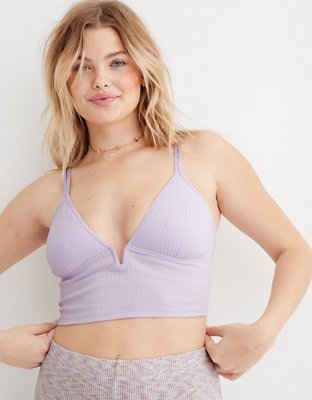 Aerie Ribbed Poppy Lace Bra Top