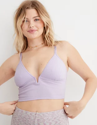 Aerie Ribbed Poppy Lace Bra Top