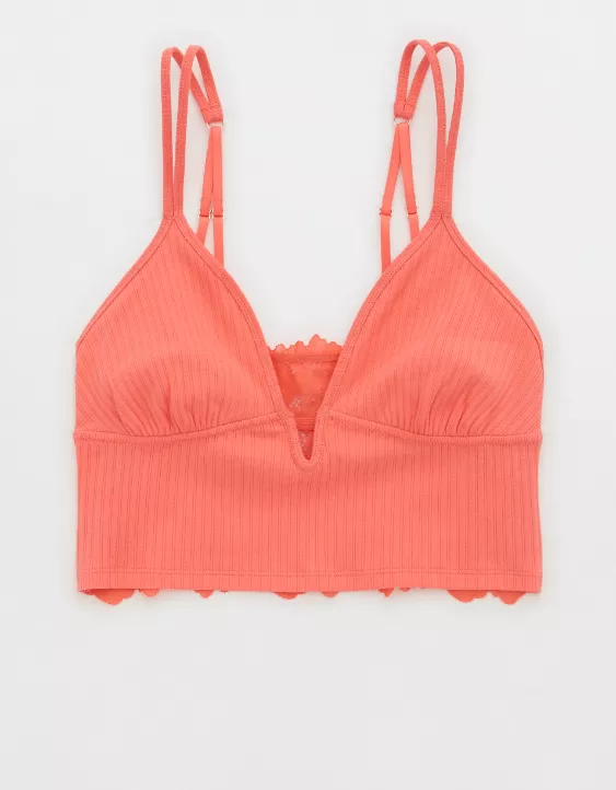Aerie Ribbed Poppy Lace Bra Top