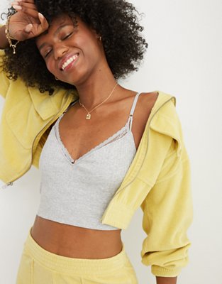 Aerie Ribbed Lace Bra Top