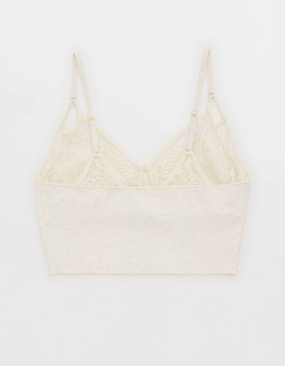 Aerie Ribbed Lace Bra Top