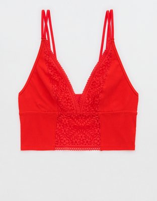Topshop leaf lace padded bralette in red