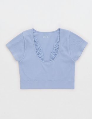 Superchill Seamless Lace Cap Sleeve Bra Top