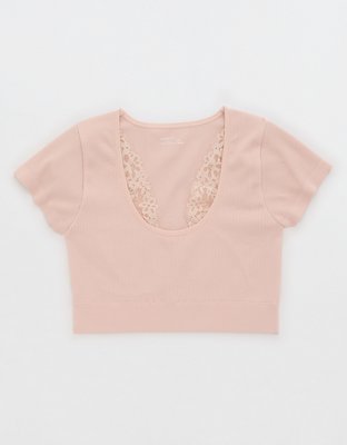 Женские топы Aerie Superchill Seamless Lace Cap Sleeve Bra Top — фото 3