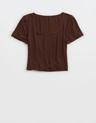 Женские топы Aerie Superchill Modal Rib Short Sleeve Bra Top — фото 4