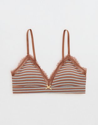 Superchill Cotton Rib Lace Trim Triangle Bralette