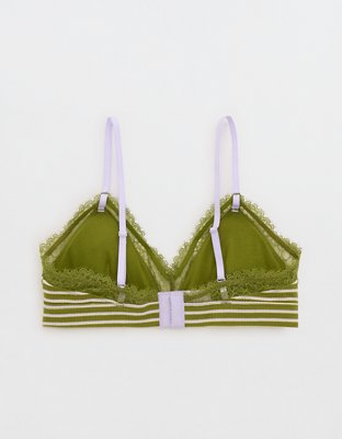 Superchill Cotton Rib Lace Trim Triangle Bralette