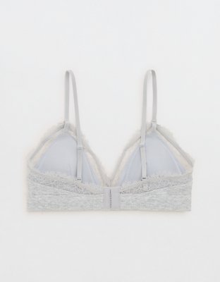 Superchill Cotton Rib Lace Trim Triangle Bralette