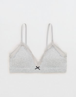 Superchill Cotton Rib Lace Trim Triangle Bralette